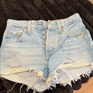 Levi's Light Blue Distressed Jean Shorts